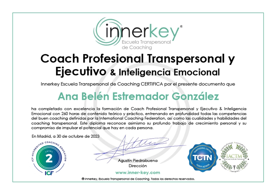 Ana Estremador - Diploma Coaching Transpersonal & Ejecutivo por Inner Key