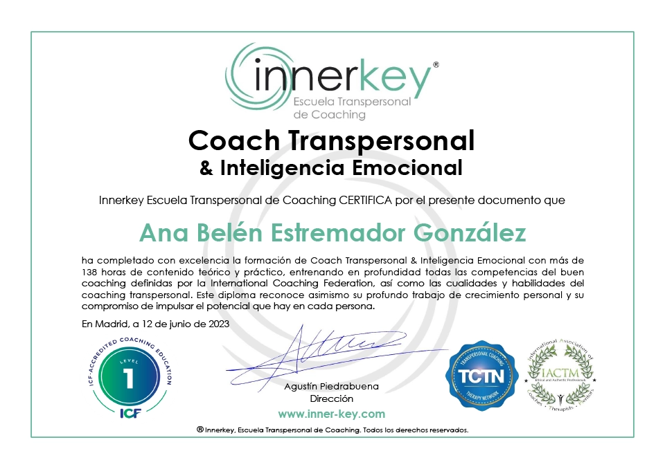 Ana Estremador - Diploma Coaching Transpersonal & Inteligencia emocional por Inner Key