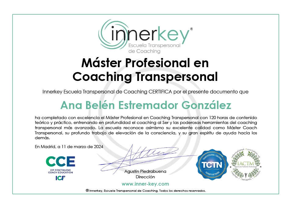 Ana Estremador - Diploma Master Profesional en Coaching Transpersonal por Inner Key